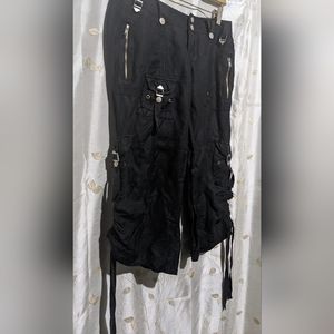 FOUND distressed punk cargo shorts w/buckle detail SZ LG